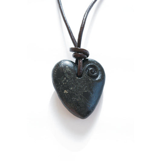 Heart Necklace | Love Heart Necklace| Spiral Heart Jewelry | Symbol Of Love And Friendship | Hand-Carved From Natural River Stone