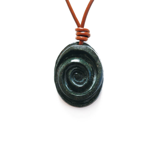 Celtic Spiral Necklace | Symbol of New Beginning Eternity Growth Prosperity | Hand-Carved Stone Charm Necklace Jewelry