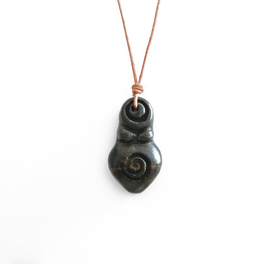 Spiral Goddess Necklace | Triple Goddess (Neopaganism) Necklace | Hand Carved Natural Stone Spritual Jewelry