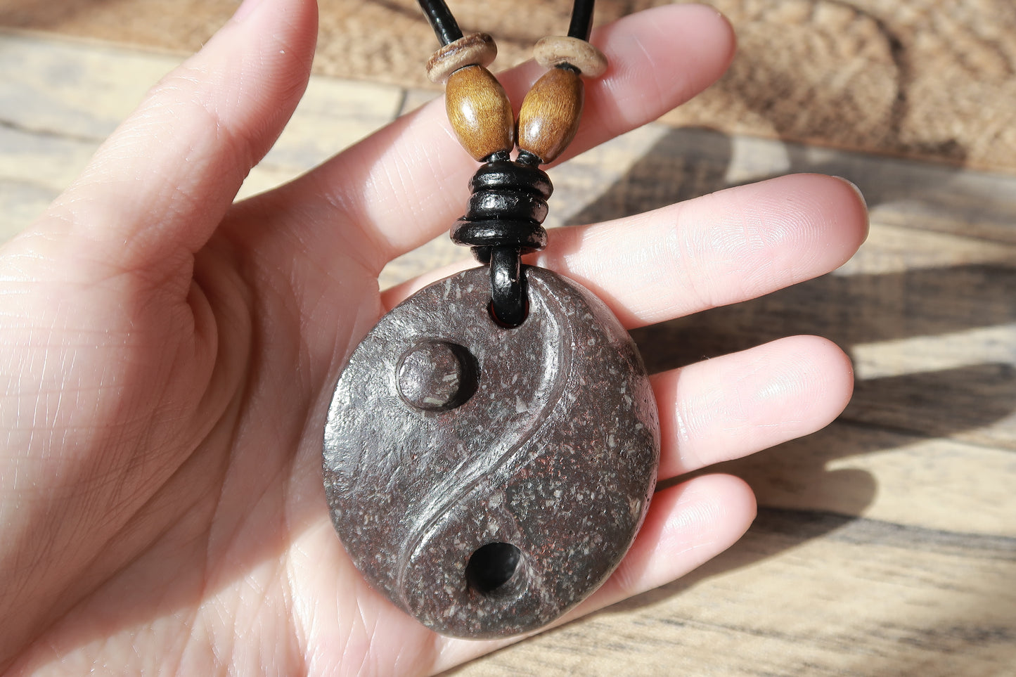 Yin and Yang Necklace | Chinese Symbol Necklace | Taoism Sympol Of Balance And Harmony | Hand Carved Natural Stone Unisex Spritual Jewelry