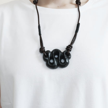 Koru (twist) symbol Necklace | Symbol of Harmony and Eternal Movement| Hand-Carved Stone Necklace Jewelry